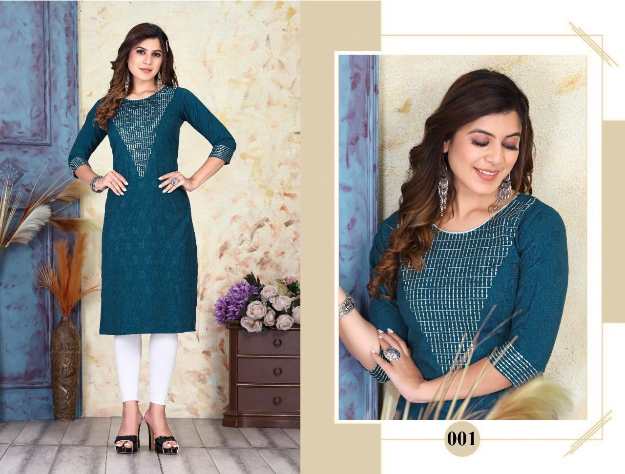 New Vaidehi 1 Rayon New Fancy Wear Straight Cut Designer Kurti Collection